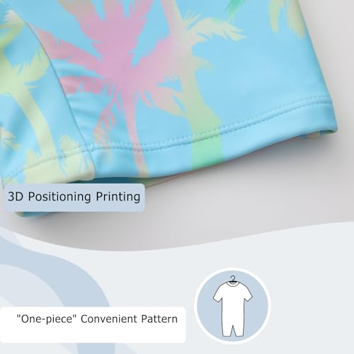 Image of Girls One Piece Rash Guard Swimsuits for Kids UPF 50+ Sun Protection Short Sleeve Swim Shirt