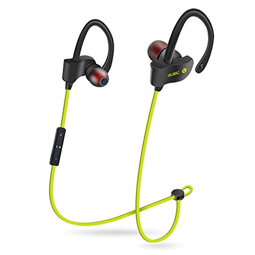Auricular Bluetooth del Deporte, Auricular sin Hilos de Bluetooth 4.1 Headphone Sweatproof Earbuds del En-Odo Auriculares Estreos Ligeros con el Mic para el Ejercicio Corriente del Gym (Amarillo)