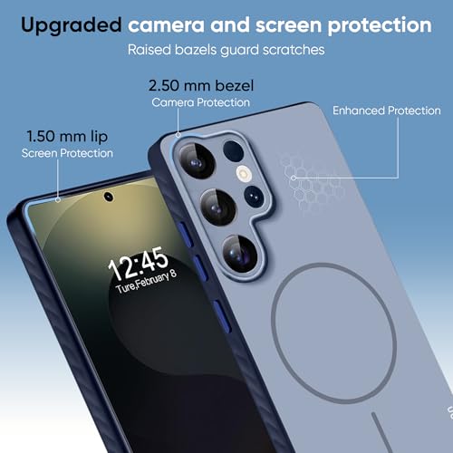 Image of KARWAN Slim Shockproof Back Case Cover Compatible with Samsung Galaxy S24 Ultra,Dual Layer Armor Protection with Matt Finish, Heavy Duty Cover with Magnetic MagEase Wireless Charging (Blue)
