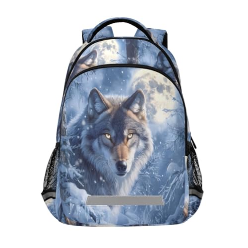 Sac décontracté Wolf Moon Snow au design loup unique taille unique