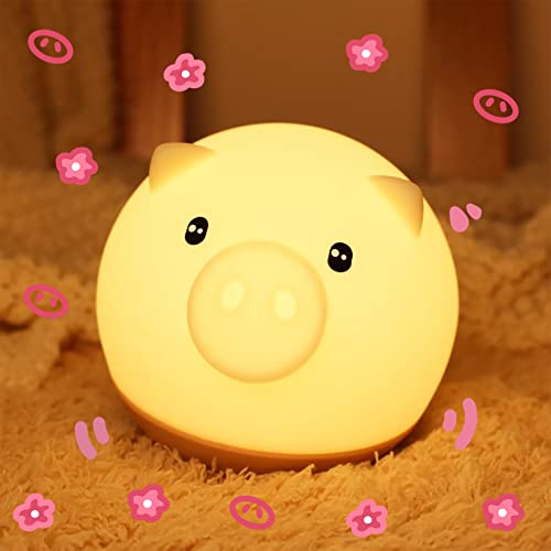 Image of TWINKOPAT Tumbler Pig Night Light for Kids, Cute Lamp for Teen Girls Women, Kawaii Room Decor for Toddler Baby Nursery Bedroom, Color Changing Rechargeable Pig Lamp with Touch Sensor