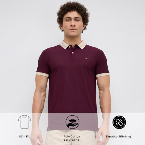 Image of Nostrum Mary Half Sleeve Polo T-Shirt with Two-Tone Collar, Stylish T Shirt for Men, Polo Tshirts for Men, Cotton T Shirt for Man, Casual Tshirt for Mens Boys