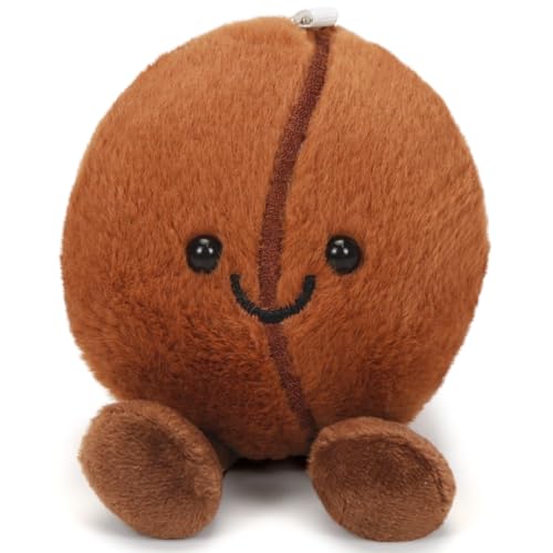O-Kinee Palm Pals 13cm Mini Kaffeebohnen Plüschtiere Kaffee Kuscheltier Geschenk Kaffeebohnen Plüschtieranhänger Cute Plushie Geschenke für Kinder Schlafzimmer Wohnzimmer Zuhause Büro