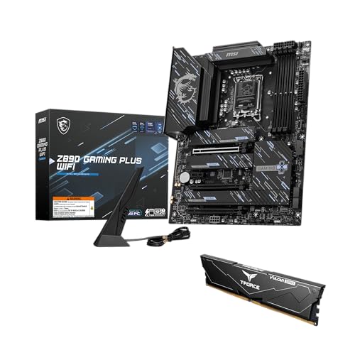 Image of MSI Z890 Gaming Plus WiFi Motherboard,ATX-Supports Core Ultra Series 2 Intel,LGA 1851,DDR5,PCIe 5.0,M.2,SATA,5Gbps LAN,USB C,WiFi 7,Bluetooth 5.4,Thunderbolt 4+HIGH-Speed DDR5 RAM 16GB(1x16GB) Bundle