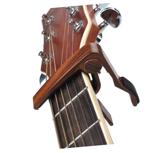 GOOHOCHY Folk Guitar Capo Tuner Guitar Tune Change Clamp Easy to Release and Reposition Accurate Tuning for Beginners and Professionals Rose Wood Color