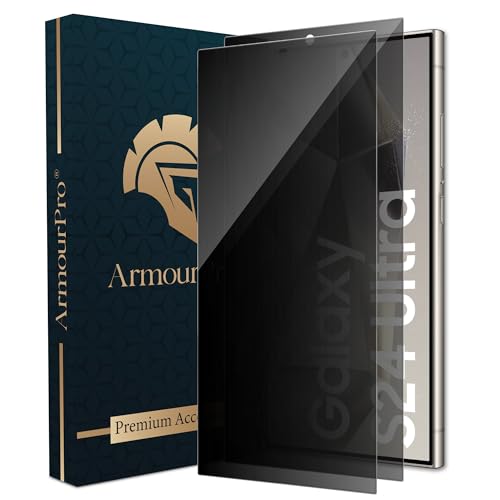 Image of ArmourPro Borderless Privacy Tempered Glass Compatible with Samsung Galaxy S24 Ultra, Pack of 2 Anti-Spy Screen Protector, Anti Peeping Guard, Edge-to-Edge Coverage, 9H Hardness