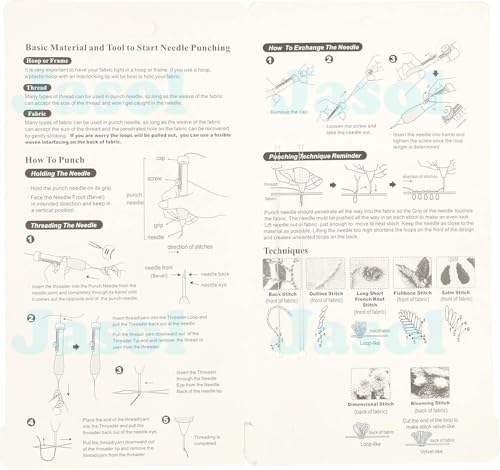 Image of SD Decor Embroidery Kit for Beginners - Complete Punch Needle Set for Embroidery with 3 Needle Sizes, Ergonomic Pen, Adjustable Depths & Threader (White)