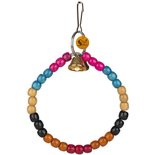 Sage Square Jumbo Playful Natural Wood Bead Swing Flexible Toy for Cockatiel, Lovebird, Budgerigar, Sun Conure, Finch, African Grey, Canary, Cockatoo, Macaw, Budgies Birds (B07QGWP92Z) Amazon Price History, Amazon Price Tracker
