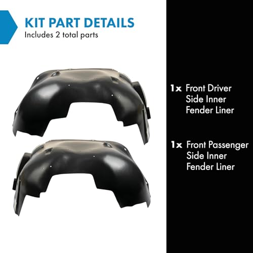 Image of TRQ Front Inner Fender Liner Set Compatible with 2007-2013 GMC Sierra 1500 GM1248189 GM1249189