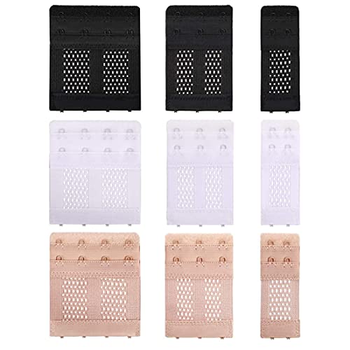 SHANHUHAI 9 Pièces Extension de Soutien-Gorge Extension de Sangle de Soutien-Gorge Extenseurs Élastiques Femmes, 3 Couleurs (2 Rangées x 2 Crochets, 2 Rangées x 3 Crochets, 2 Rangées x 4 Crochets) Cover
