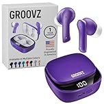 Groovz True Wireless Earbuds - Bluetooth Earbuds Compatible with Apple and Android - Up to 27 Hours Total Battery Life - Dual Microphone with Noise Reduction for Clear Calls - Deep Purple