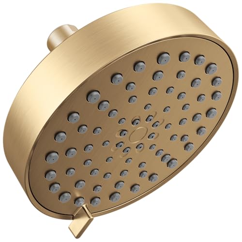 Image of Delta Modern 4-Setting Brushed Gold Shower Head, 5.75 Inch Round Shower Head, 1.75 GPM Flow Rate, Champagne Bronze 52401-CZ