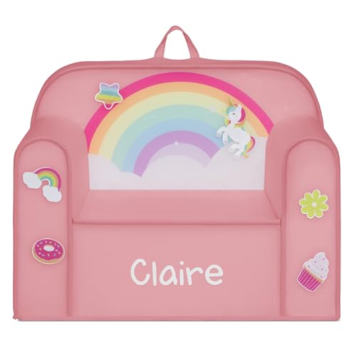 Delta Children Personalized Mix & Match Cozee Kids Chair with Interchangeable Patches, Rainbow