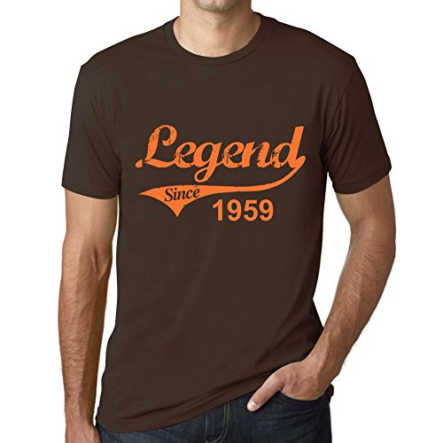 Homme Tee-Shirt Une Légende Depuis 1959 – Legend Since 1959 – 66 Ans T-Shirt Graphique Idée Cadeau 66e Anniversaire Vintage Année 1959 Nouveauté Chocolat XXL