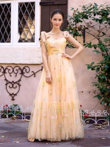 Prom Dresses for Women's Flower Embroidery Tulle Elegant 2025 Homecoming Evening Cocktail Party Formal Ball Gowns4