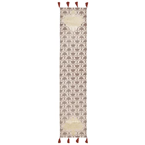 Image of Blanc 9 Surkhab Light Brown Home & Kitchen Pure Cotton Printed 4 /6 Seater Table Runner|(33x182) cm