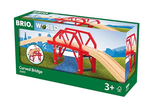 Brio World - 33699 - Pont Courbe - Accessoire pour circuit de train en bois - Pour agrandir son...