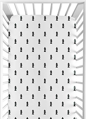 Image of Black and White Triangle Tree Baby or Toddler Fitted Crib Sheet for Bear Mountain Watercolor Collection by Sweet Jojo Designs