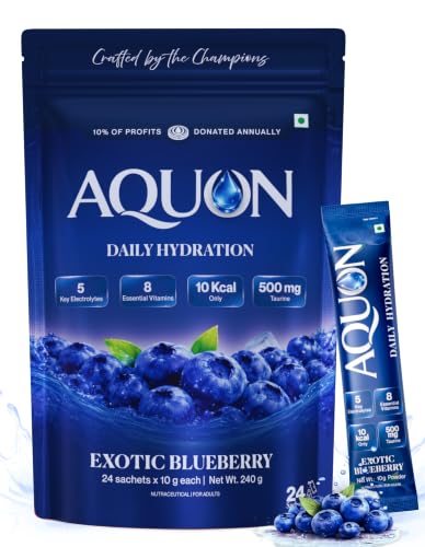 Image of AQUON Electrolyte Hydration Drink Mix, Exotic Blueberry, 24 Sachets