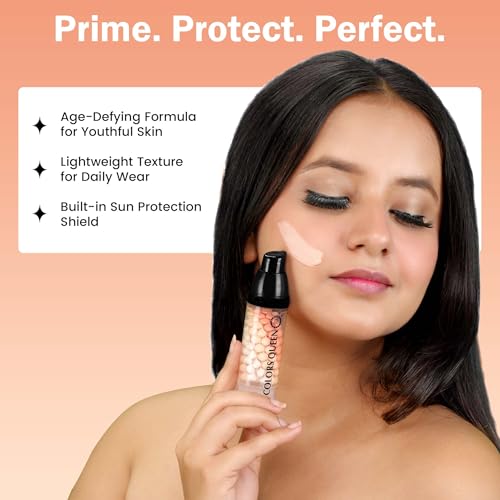 Image of Colors Queen 3 in 1 Facial Primer - 01 Orange, 40g | Lightweight, Long Lasting & Highly Moisturizing Formula | Long Lasting Primer for Face Makeup