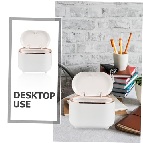 Caneca de basura rectangular blanca con tapa press top miniatura 7
