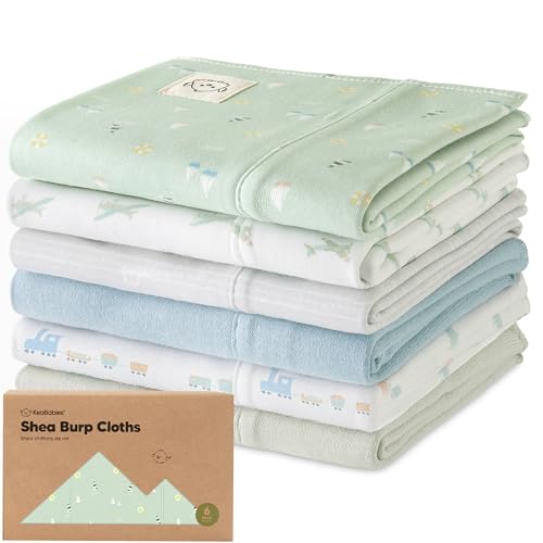 Image of Organic Burp Cloths Baby Boy, Girl - 6-Pack Large Cotton Burping Cloths for Babies, Spit Up Rags, Super Absorbent, Ultra Soft Newborn Cloth Rag, Gender Neutral, Machine Washable, Durable (Vessels)