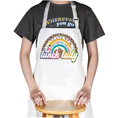 Wzmpa Lunch Lady Apron With Pockets School Lunch Lady Appreciation Gift School Cook Adjustable Apron For Cafeteria Worker (Lunch Lady Apron) #TOP10