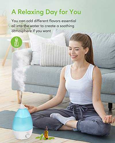 Image of MegaWise Desktop Cool Mist Humidifiers for Bedroom, 24dB Ultrasonic Air Vaporize, Colorful Night Light,0.5 Gal Essential Oil Diffuser, Auto off