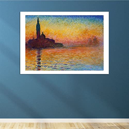 Poster Monet Coucher de soleil à Venise grand format encadré décoratif mural - 4