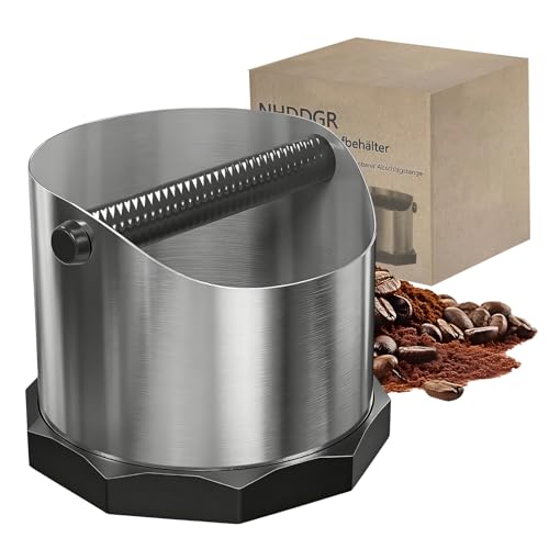 Abklopfbehälter für Siebträger aus Edelstahl 1 6 L Professionelle Espresso Knock Box mit abnehmbarer Abschlagstange rutschfester Boden leise & leicht zu reinigen