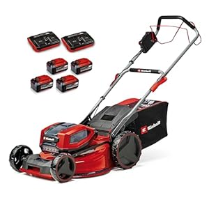 Einhell Akku-Rasenmäher GP-cm 36/52 S Li BL Kit Power X-Change (36 V, 52 cm Schnittbreite, bis 1200 m², Brushless, 65 L Fangkorb, Radantrieb, inkl. 4X 5, 2 Ah + 2X Twincharger)