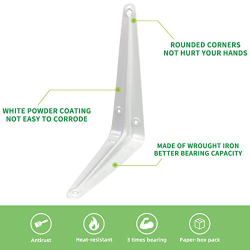 20Pcs White Wall Shelf Brackets 6 Inch, Heavy Duty L Bracket Corner Brace Support, Metal Joint Angle Bracket For Hanging, Floating Shelves Bracket For Shelf With Screws #TOP2