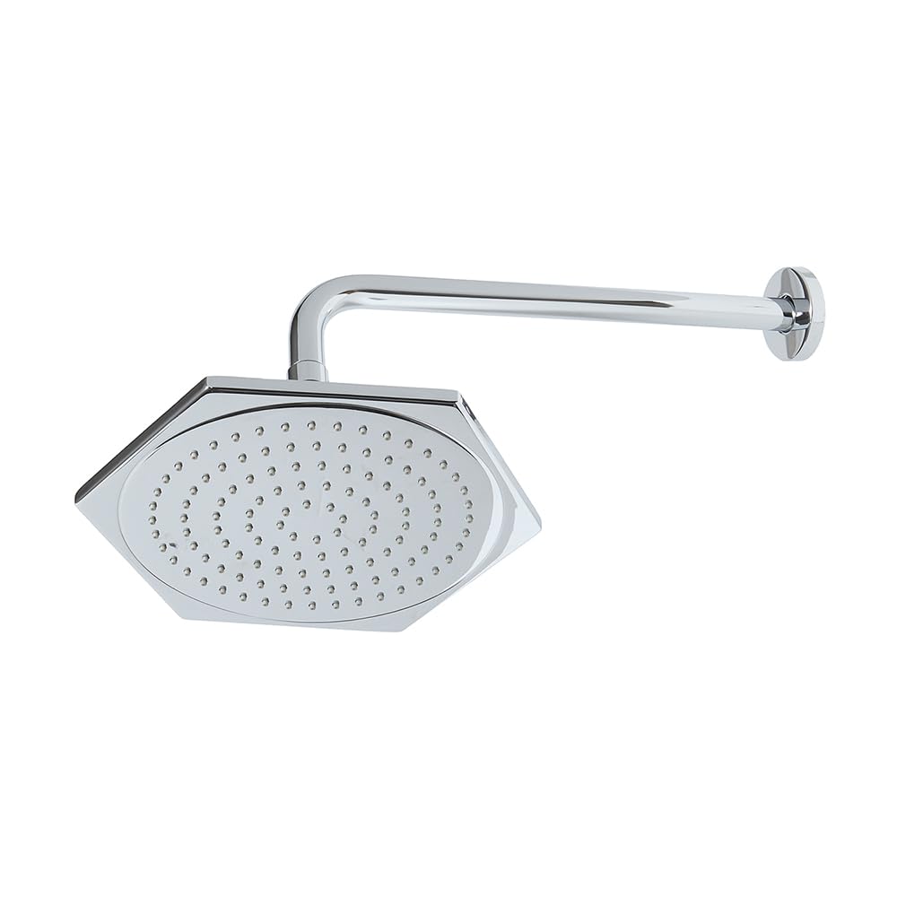 Milano Earlham Chrome Art Deco Rainfall Shower Head with Wall Mounted Arm