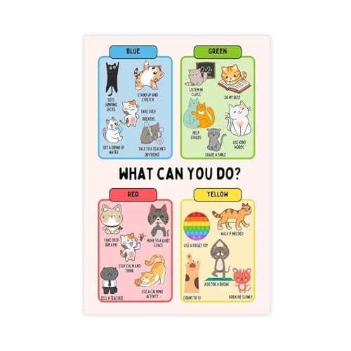 Tableau sensoriel du chat pour la régulation des émotions des enfants - Poster toile 61x91 cm
