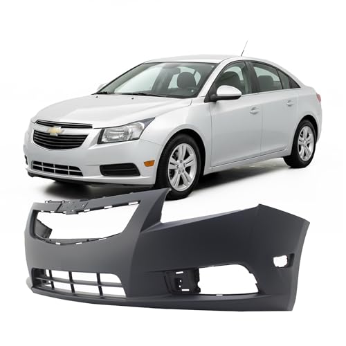 Image of FitParts Compatible with Chevrolet Cruze 2011-2014 Front Bumper Cover | Primed, With Fog Light Holes, Sedan, Ready to Paint, OEM 11745907, GM1000924