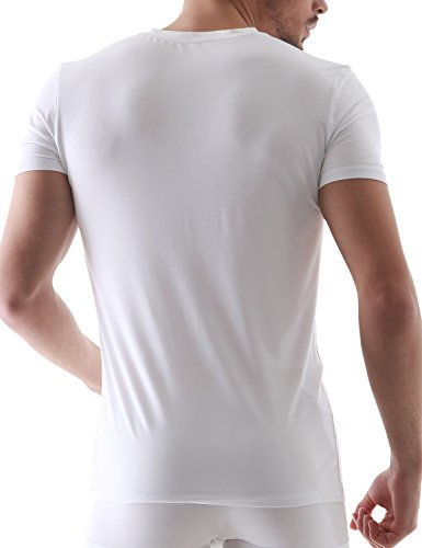 David Archy Men's 3 Pack Micro Modal Underwear Soft Comfy V-Neck Undershirts (L, White) #TOP2