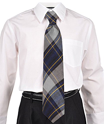 Cookie's Adjustable Banded Necktie with Clip - royal/lt. blue/gold *plaid #57*,