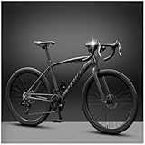 Tonainエアロロードバイク 700C×40C ロードバイク クロスバイク シマノクロスバイク 24段変速MTB 高炭素鋼フレーム 自転車 前後ディスクブレーキ器 ドロップハンドル 超高炭素鋼フレーム MTB自転車 超軽量 マウンテンバイク 通勤 通学 中学生 高校生 学生 大人 成人 男の子 女の子初心者 (26寸【建議身高165-185CM】-24速,騎士灰-30刀【低框輪組】)