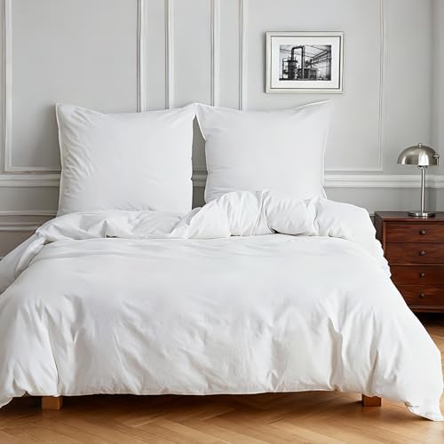 Simple&Opulence Halbleinen Bettwäsche 155x220, Atmungsaktiver Bettbezug...