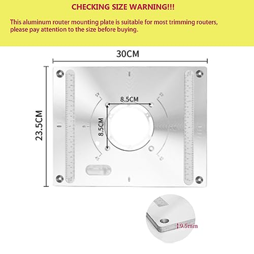 Router Table Insert Plate, 300 X 235 X 9.5mm Aluminum Router Insert Plate DIY with 2 X Router Table Insert Ring and Screws for Wood Trimmer Router