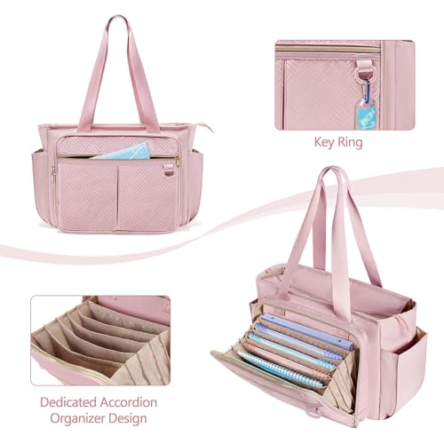 Image of Nurse Tote Bag for Women, Clinical Bag with Accordion File Organizer | Nursing Bag with laptop Sleeve, Top Handle, Water Bottle Pockets, Medical Work Bag for Nurses Home Healthcare