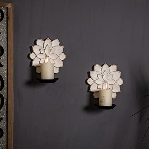 Candle-Wall-Sconces-Set-of-Two-Farmhouse-Handcarved-Wall-Candle-Holders-Decorative-Flower-Pattern-Wall-Candle-Sconce-Wood-Distressed-Finish-Rustic-Candle-Holder-Wall-Decor-for-Living-Room-Hallway Candle Wall Sconces Set of Two Farmhouse Handcarved Wall Candle Holders Decorative Flower Pattern Wall Candle Sconce Wood Distressed Finish Rustic Candle Holder Wall Decor for Living Room Hallway