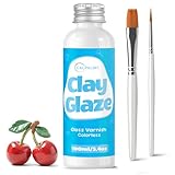 CALPALMY 100ml Gloss Glaze Varnish Kit for Air Dry Clay Sealer, Waterproof, Gloss Finish - Prevent Cracking and Scratches for Clay, Pottery, Ceramics, Acrylic Paint