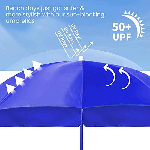 Image of ORILEY Garden Umbrella with Stand Foldable Big Size (6ft Height 36 Inch Rib Arm) Heavy Duty Waterproof Rain & UV Sun Protection Outdoor Patio for Balcony Shedding Cantilever & Lawn (Blue)