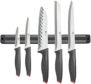 RICHARDSON SHEFFIELD R02300P506KB4 Laser 5pc Knife Set with Magnetic Rack Kitchen Knives, Stainless Steel, Black