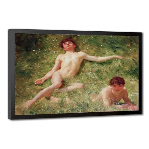 Poster The Sunbathers de Henry Scott Tuke : impression sur toile 61x91 cm pour déco de salon