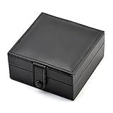 WZC PU Black Pocket Watch Case [9x9x4.5cm]