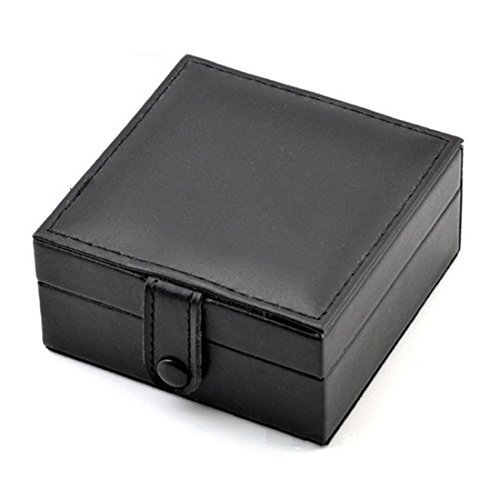 WZC PU Black Pocket Watch Case [9x9x4.5cm]