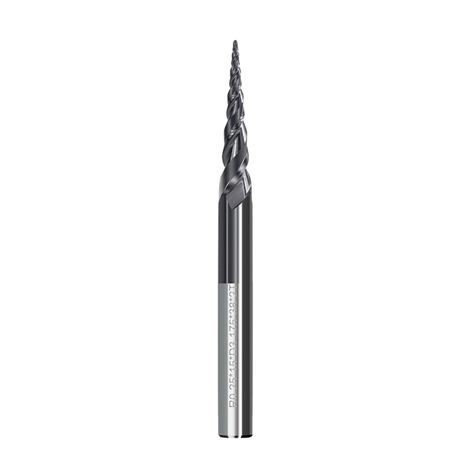 Frez 2-ostrzowy, kulisty, stożkowy koniec, narzędzie do frezowania drewna i metalu | Młyn HRC55 z węglika spiekanego CNC, rzeźba 3D(R1.0x30.5xD6x75)