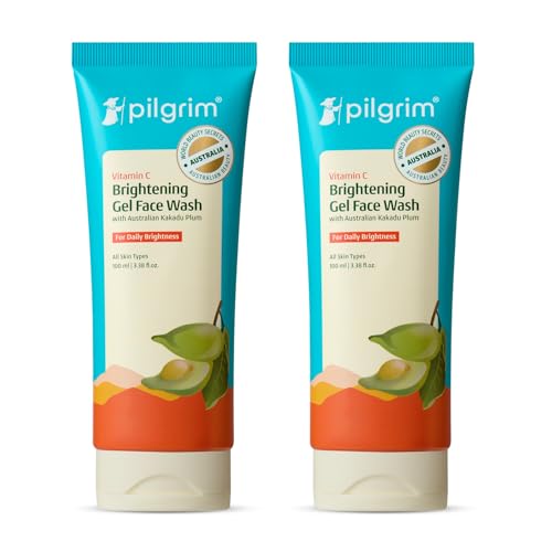 Image of Pilgrim Australian Vitamin C Gel Face Wash for glowing skin with Kakadu Plum & Lime Pearl for dry & radiant skin | Women & Men | 100 ml (Pack of 2)